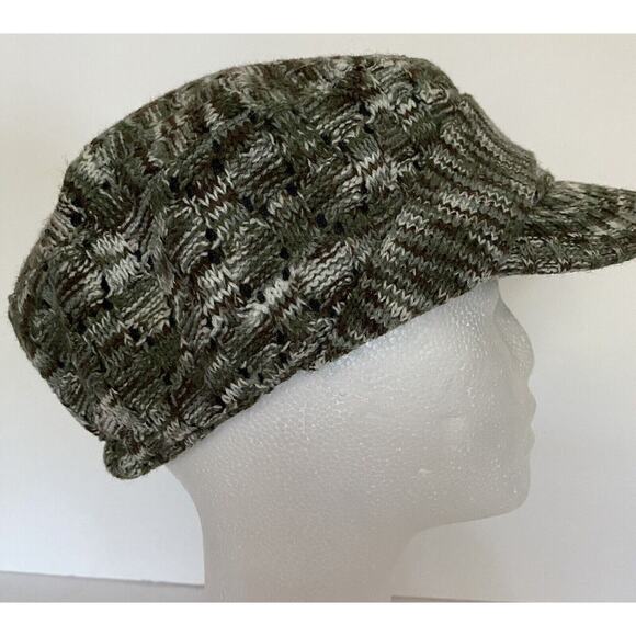 Vtg Scala Pronto Wms Grn Blk Knit Y2K Lined Cabbie Newsboy Elas Back Buckle Acc - Picture 4 of 9